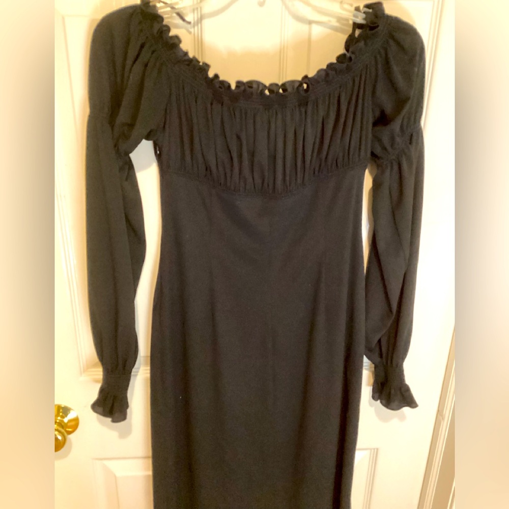 David Meister Black On or Off Shoulder Cocktail Dress, Size 2